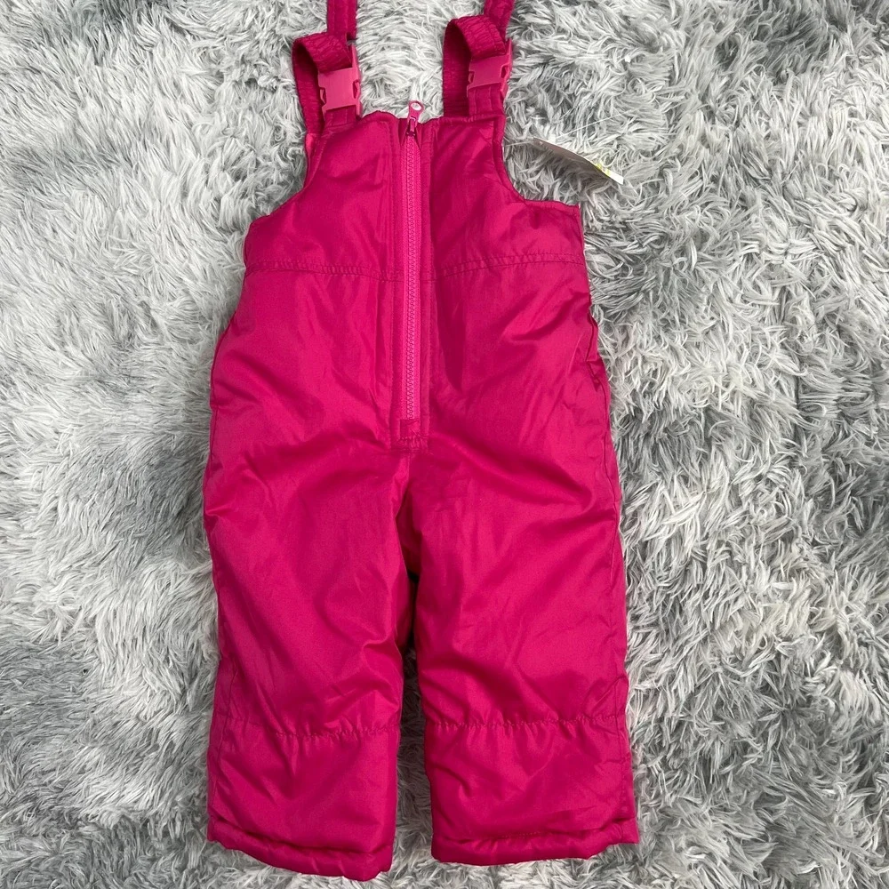 London Fog Baby Girls Pink Winter Snow Bib Overalls Ski Pants Size 12M